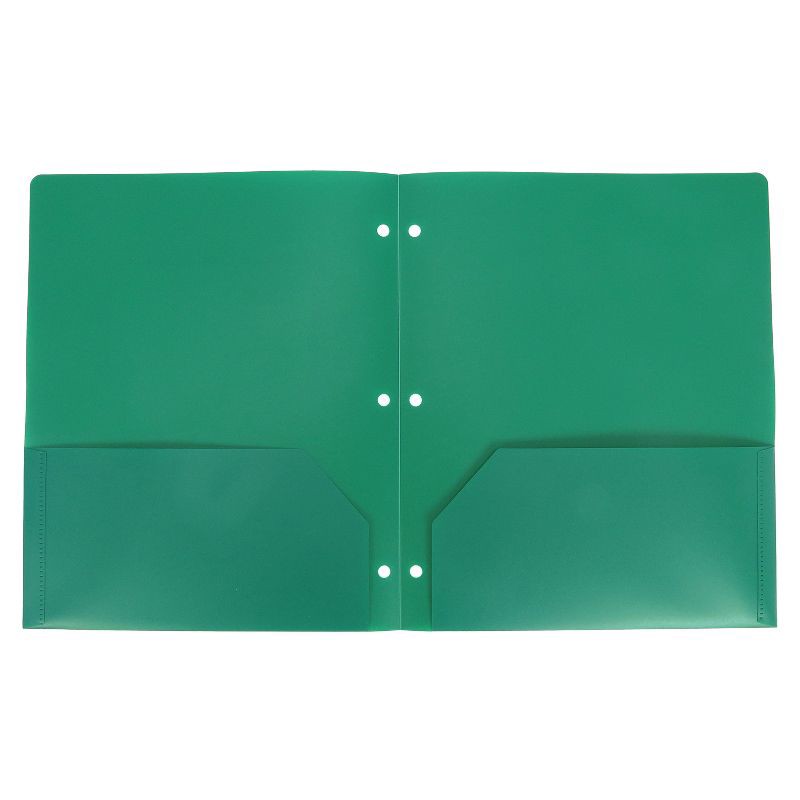 slide 2 of 3, 2 Pocket Plastic Folder Green - up&up™: Polypropylene, 3 Hole Punched, 50 Sheet Capacity, Internal Pockets, 1 ct