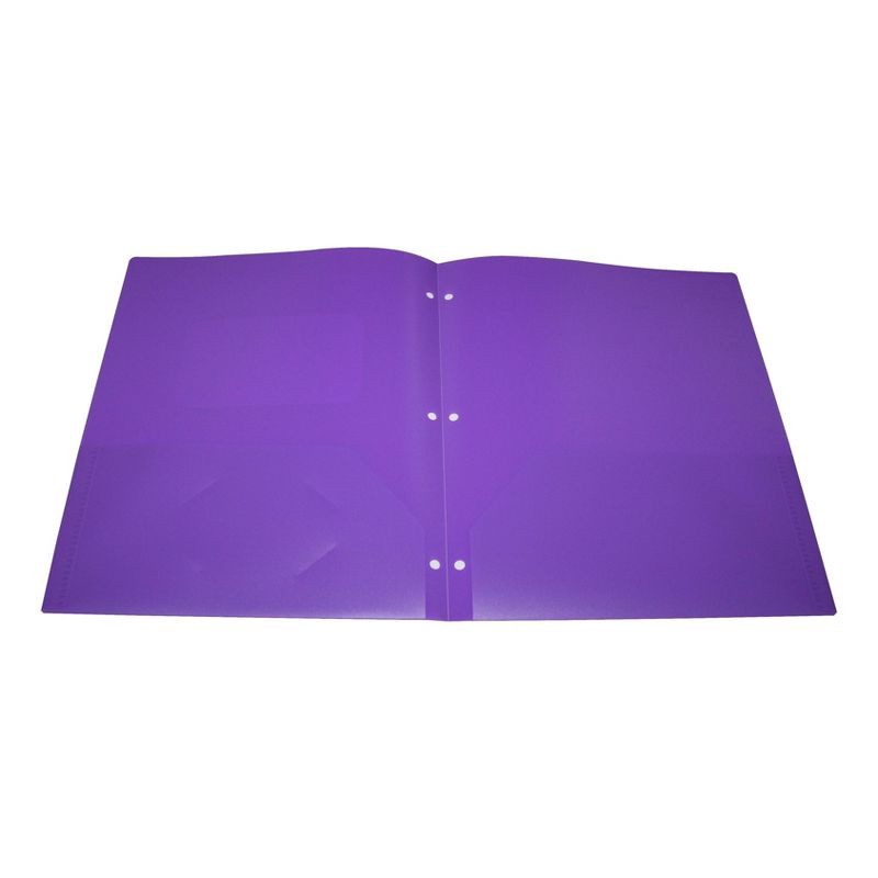 slide 2 of 3, 2 Pocket Plastic Folder Purple - up&up™: Polypropylene, 3 Hole Punched, Internal Pockets, 50 Sheet Capacity, 1 ct