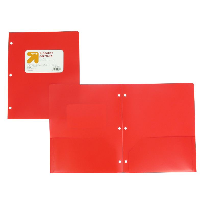 slide 3 of 3, 2 Pocket Plastic Folder Red - up&up™, 1 ct