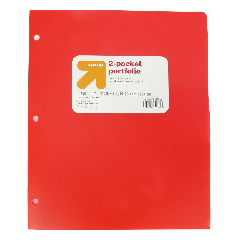 slide 1 of 3, 2 Pocket Plastic Folder Red - up&up™, 1 ct