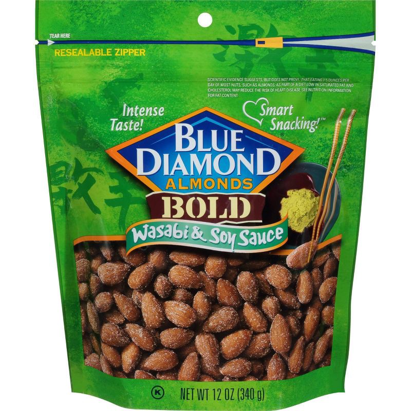 slide 1 of 7, Blue Diamond Almonds Blue Diamond Wasabi & Soy Sauce Almonds - 12oz, 12 oz