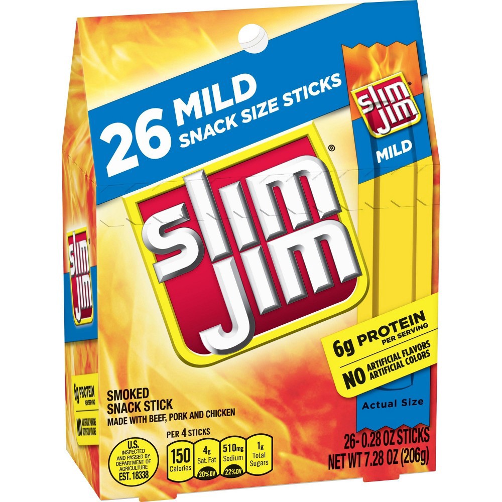 slide 2 of 3, Slim Jim Plain Meat Sticks - 7.28oz, 7.28 oz