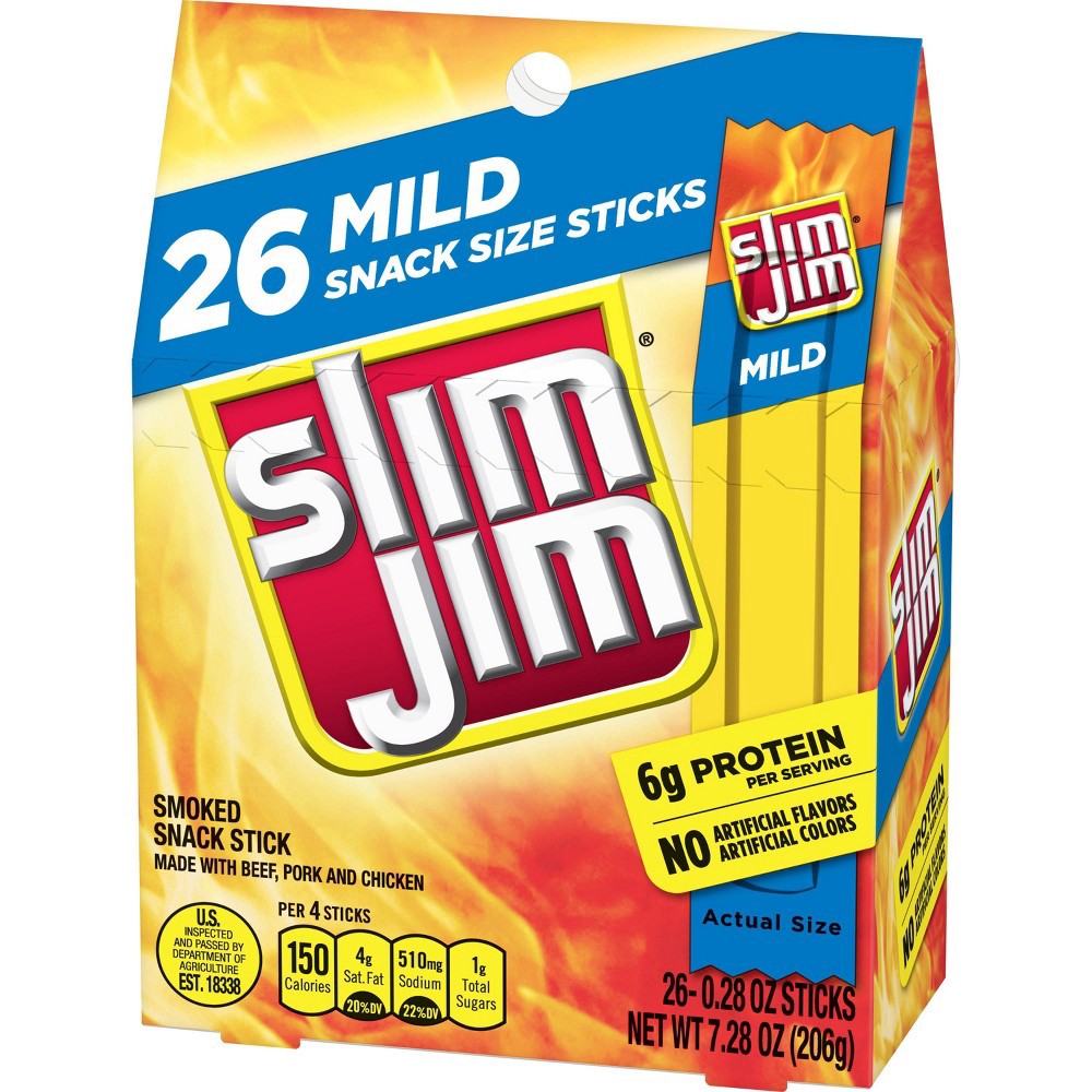 slide 3 of 3, Slim Jim Plain Meat Sticks - 7.28oz, 7.28 oz