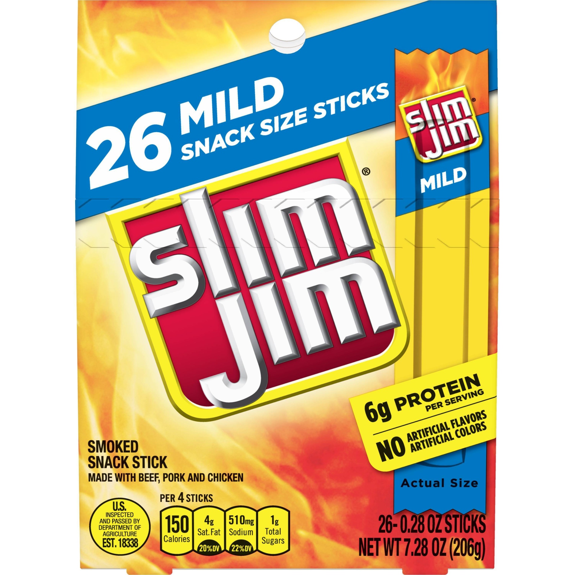 slide 1 of 3, Slim Jim Plain Meat Sticks - 7.28oz, 7.28 oz