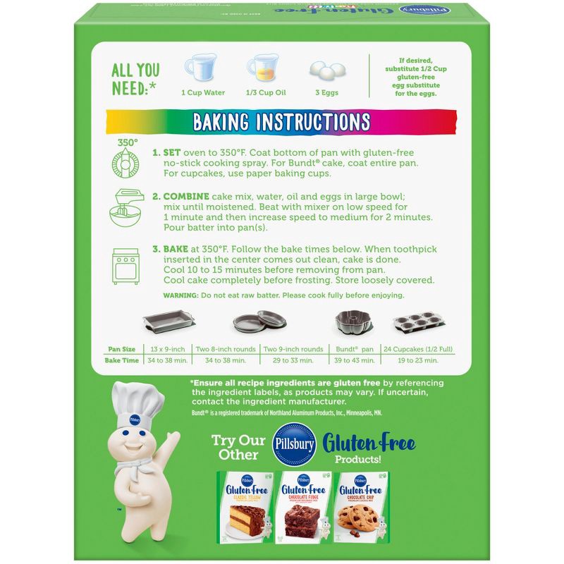 slide 3 of 5, Pillsbury Gluten Free Funfetti Cake Mix with Candy Bits - 17oz, 17 oz