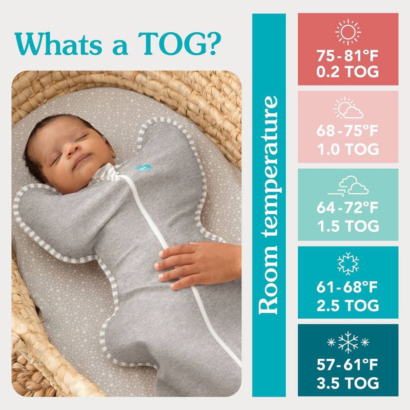slide 6 of 9, Love to Dream Swaddle Up Sleep Sack- Cotton 1.0 TOG - Gray - NB, 1 ct