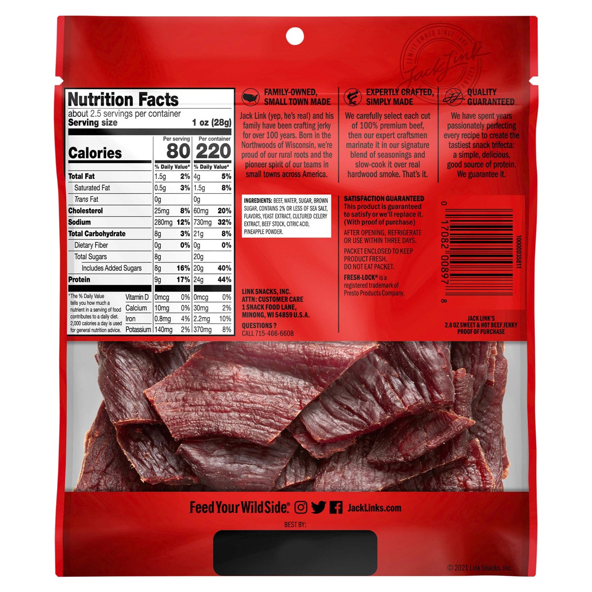 slide 2 of 2, Jack Link's 2.6Oz Jack Link's Sweet And Hot Beef Jerky 1/1 Count, 2.60 oz