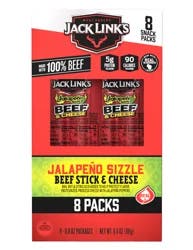 Jack Link's Jalapeno Sizzle Beef & Cheese Snack Stick, 8-Pack