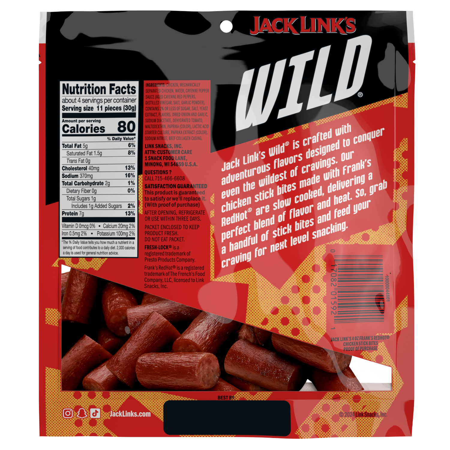 slide 2 of 2, Jack Link's Wild Chicken Stick Bites 4 oz, 4 oz