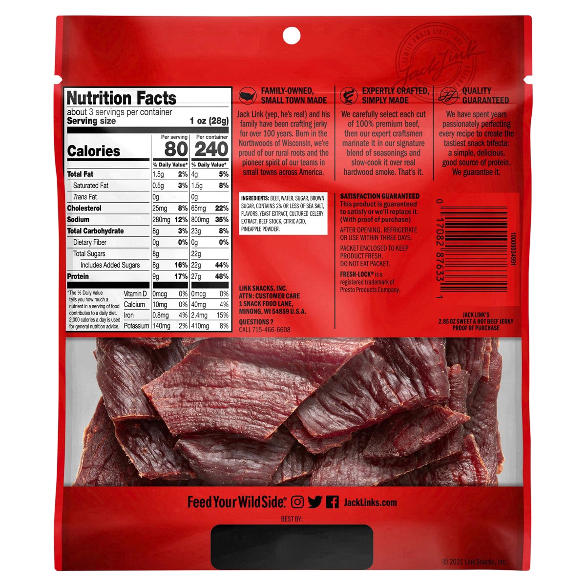 slide 2 of 2, Jack Link's Sweet & Hot Beef Jerky 2.85 oz, 2.85 oz
