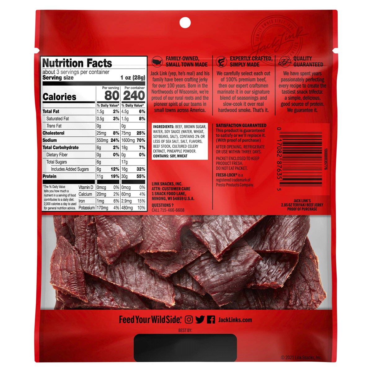 slide 2 of 2, Jack Link's Teriyaki Beef Jerky 2.85 oz, 2.85 oz