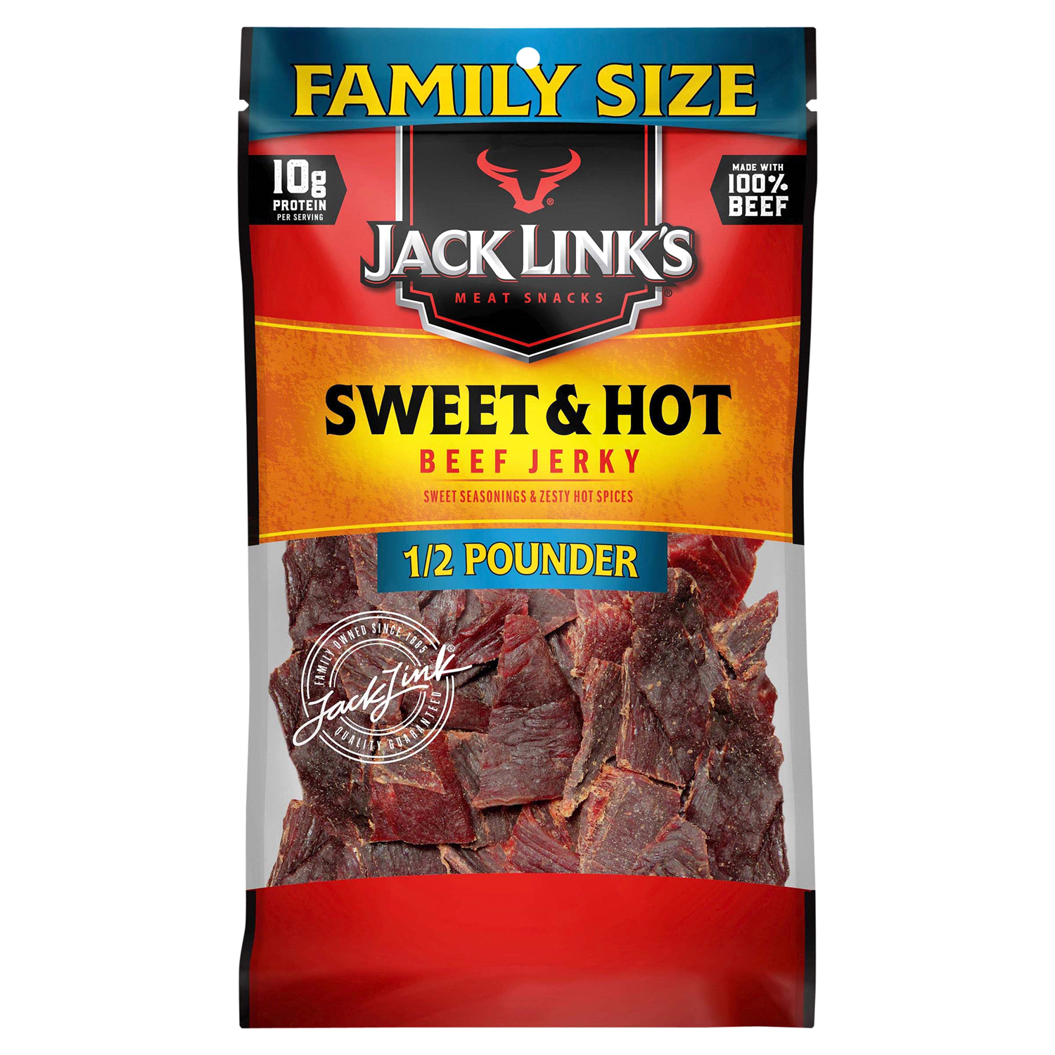 slide 1 of 2, Jack Link's Half Pounder Sweet & Hot Beef Jerky 8 oz, 8 oz