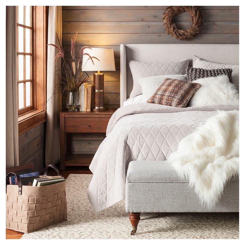 slide 1 of 5, Textured Trim Large Lamp Shade Cream - Threshold™, 1 ct