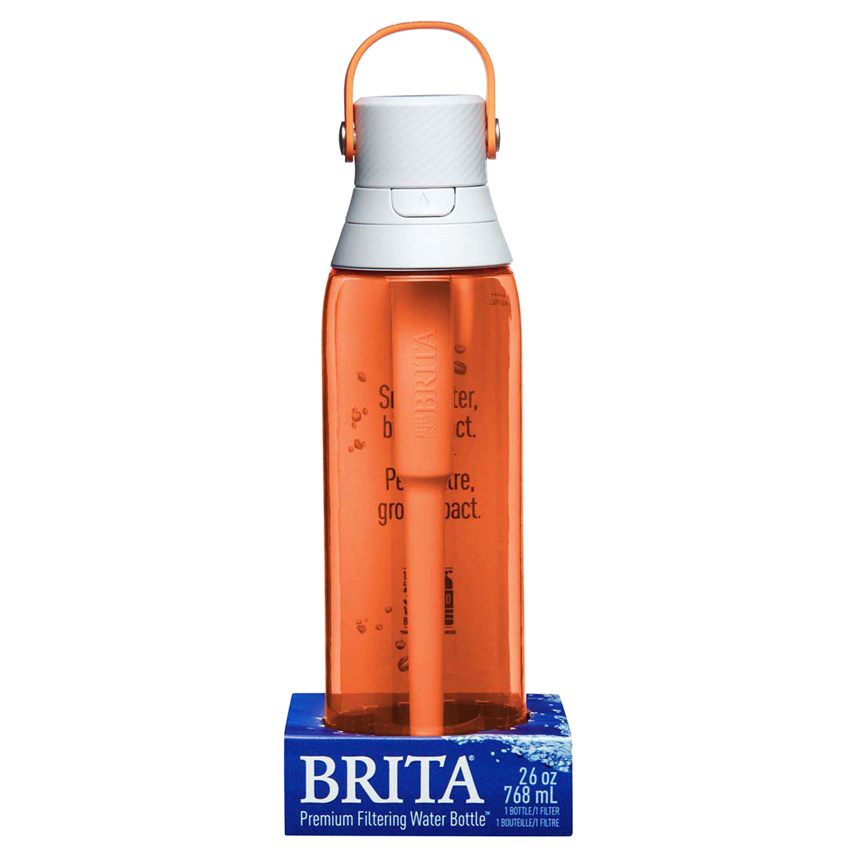 slide 1 of 8, Brita Premium Filtering Water Bottle - Coral, 26 oz