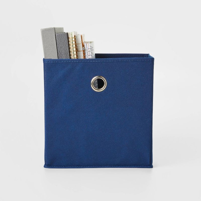 slide 2 of 3, 11" Fabric Cube Storage Bin Navy Blue - Room Essentials™: Square, 11 Inch System, 25 lb Capacity, Folds Flat, 25 lb