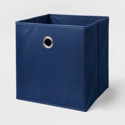 11" Fabric Cube Storage Bin Navy Blue - Room Essentials™: Square, 11 Inch System, 25 lb Capacity, Folds Flat