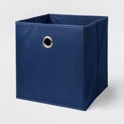 11" Fabric Cube Storage Bin Navy Blue - Room Essentials™: Square, 11 Inch System, 25 lb Capacity, Folds Flat