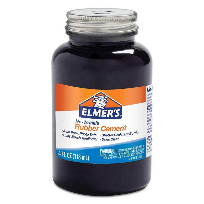 slide 1 of 2, Elmer's 4oz Rubber Cement Adhesive with Brush Applicator, 4 oz