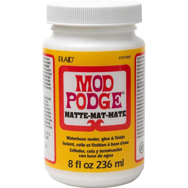 slide 1 of 6, Mod Podge 8oz Craft Glue - Matte: Non-Toxic Clear Sealer, Dries Clear, Liquid Puzzle Glue, Art & Stationery Supplies, 8 oz