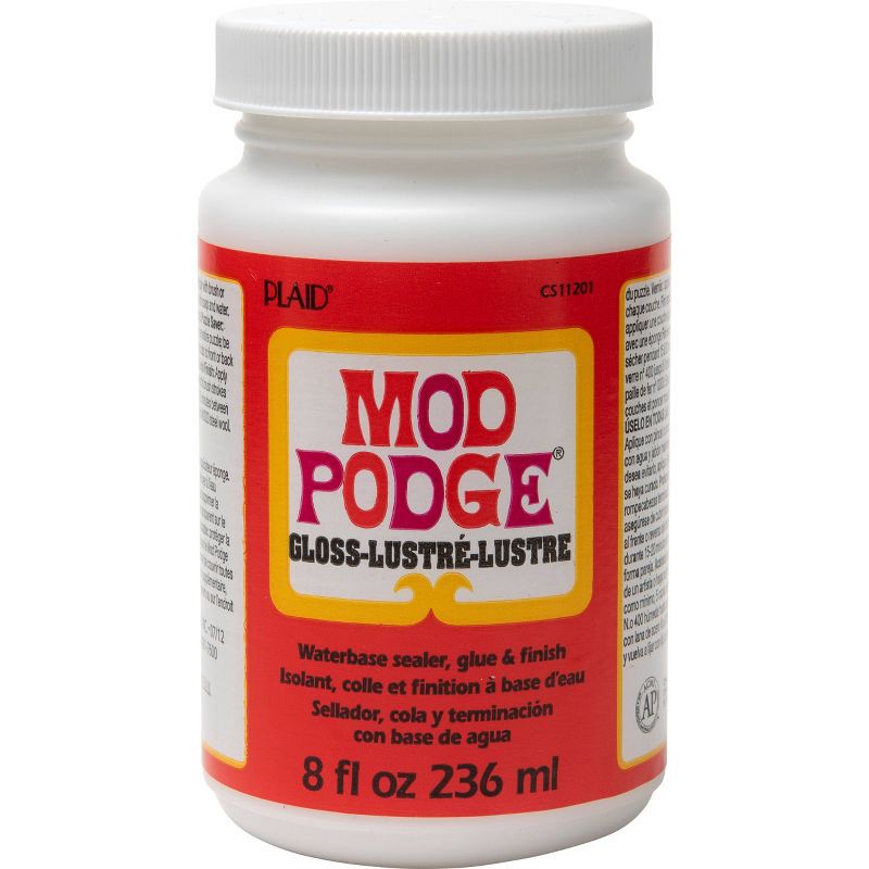 slide 1 of 6, Mod Podge 8oz Craft Glue - Gloss: Non-Toxic Clear Sealer for Puzzles & Art, Dries Clear, Glossy Finish, 8 oz