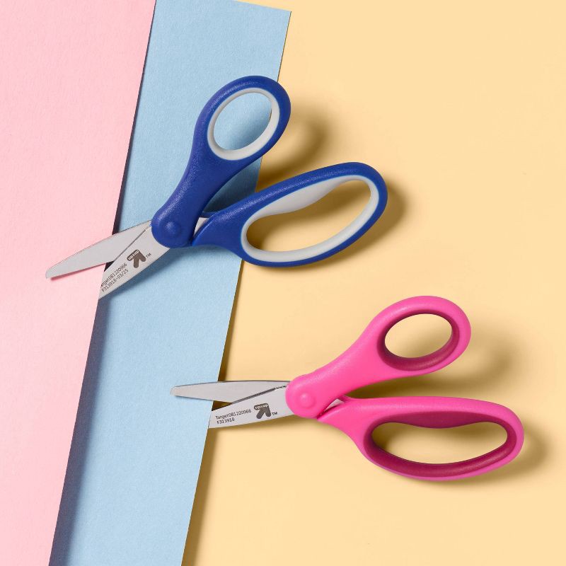 slide 2 of 3, 2ct Kids' Scissors Blunt Tip Pink/Blue - up&up™, 2 ct
