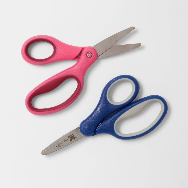 slide 3 of 3, 2ct Kids' Scissors Blunt Tip Pink/Blue - up&up™, 2 ct