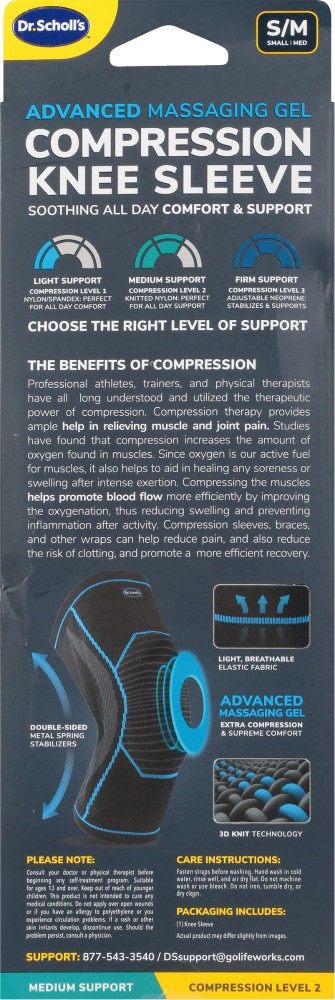 slide 6 of 6, Dr. Scholl's Compression Level 2 Medium Support Knee Sleeve S/M 1 ea, 1 ct