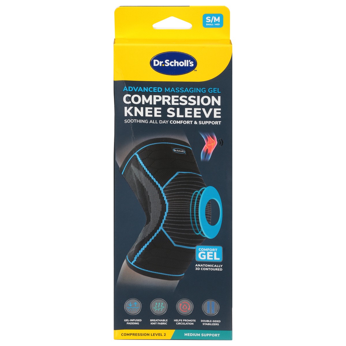 slide 1 of 6, Dr. Scholl's Compression Level 2 Medium Support Knee Sleeve S/M 1 ea, 1 ct