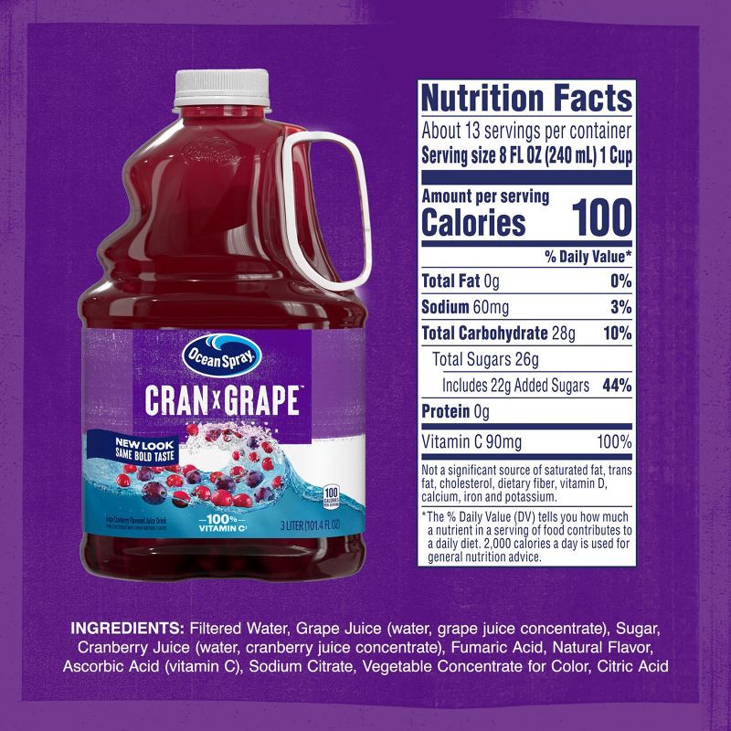 slide 3 of 10, Ocean Spray Cranberry Grape - 101 fl oz Bottle, 101 fl oz