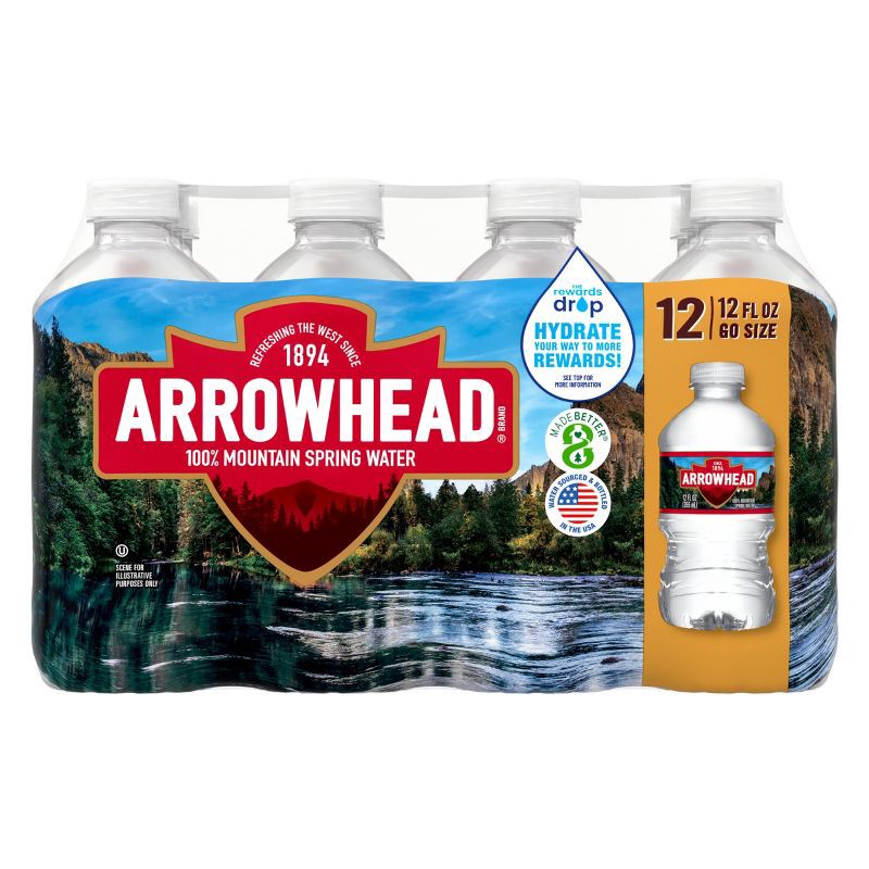 slide 2 of 10, Arrowhead Brand 100% Mountain Spring Water - 12pk/12 fl oz Bottles, 12 ct; 12 fl oz