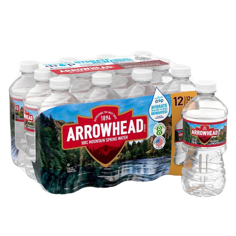 slide 1 of 10, Arrowhead Brand 100% Mountain Spring Water - 12pk/12 fl oz Bottles, 12 ct; 12 fl oz