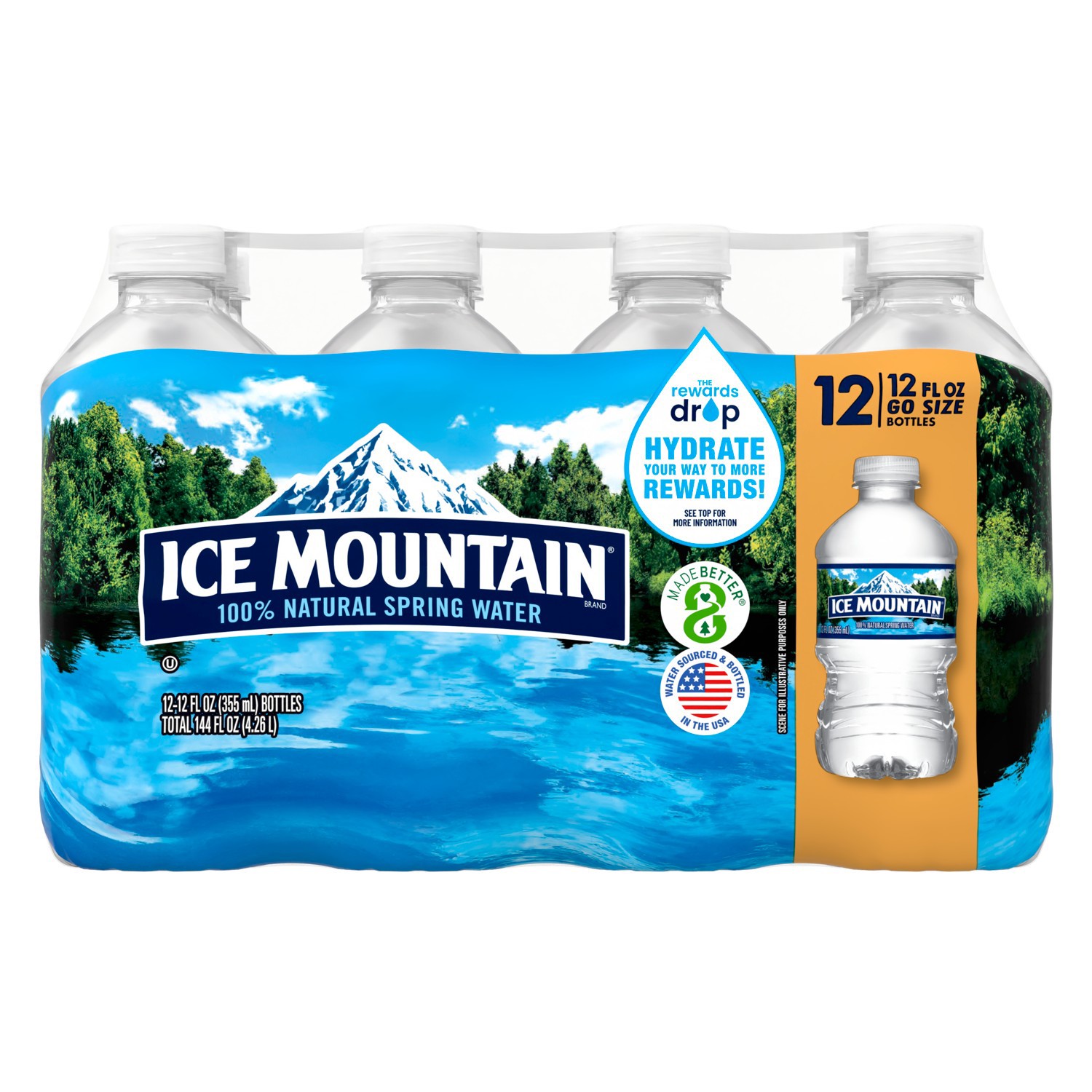 slide 3 of 7, Ice Mountain 100% Natural Spring Water Plastic Bottles, 12 ct; 12 fl oz