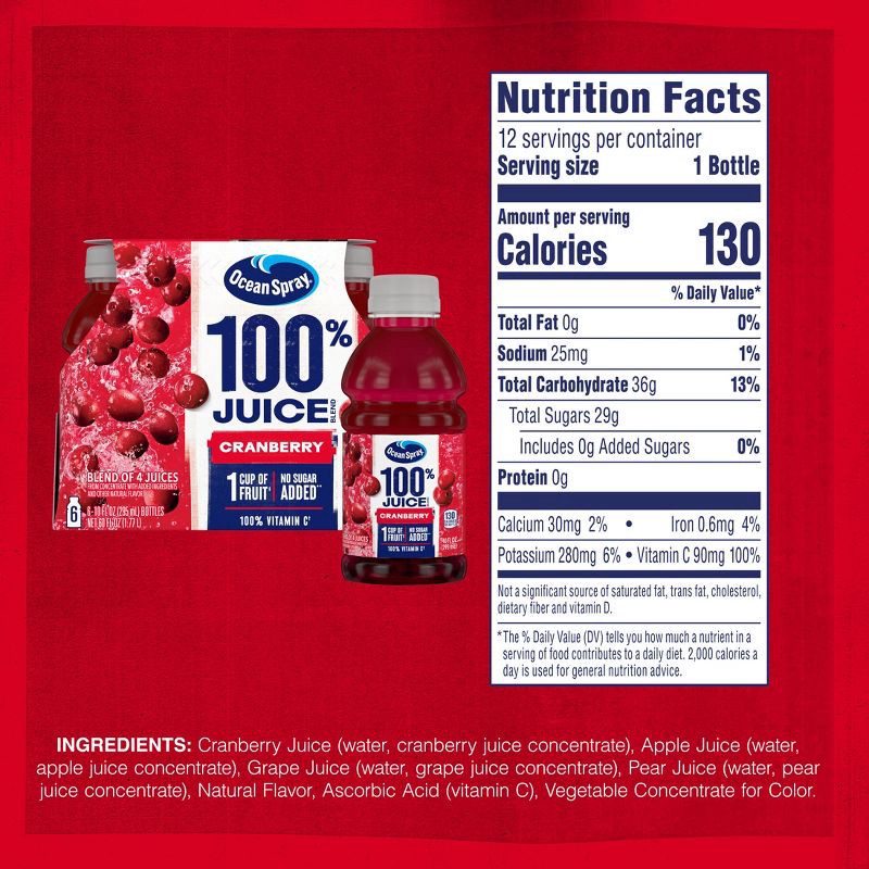 slide 3 of 10, Ocean Spray Cranberry 100% Mixed Juice - 6pk/10 fl oz Bottles, 6 ct; 10 fl oz