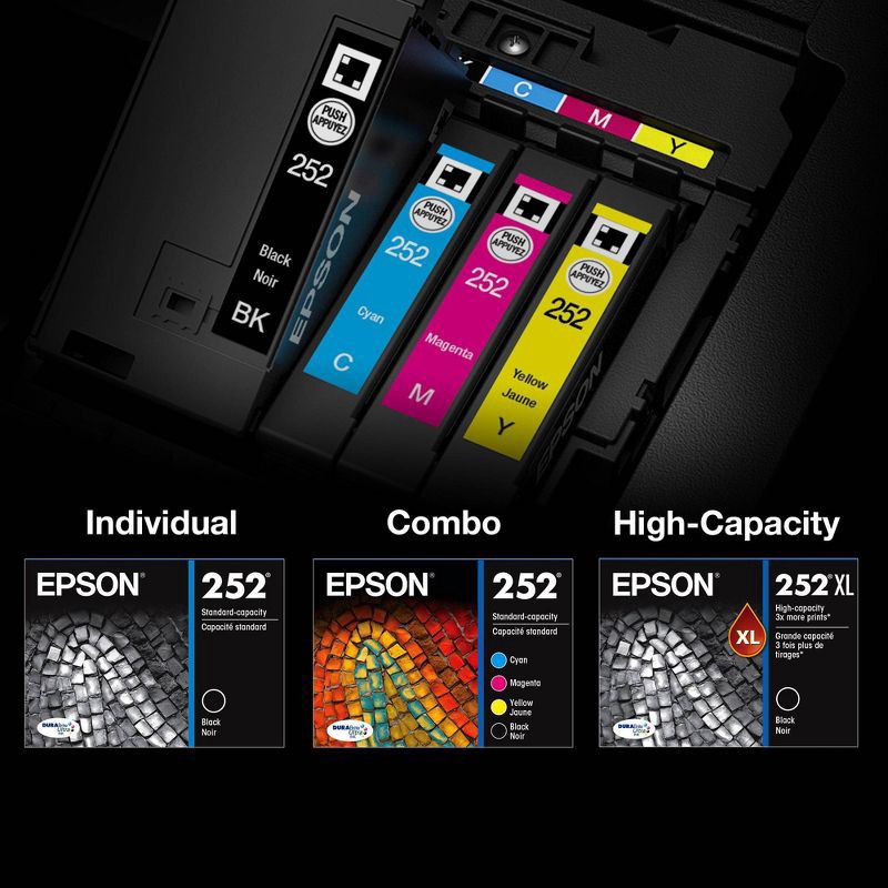 slide 5 of 6, Epson 252 2pk Ink Cartridges - Black (T252120-D2): Standard Yield Printer Ink, 2 ct