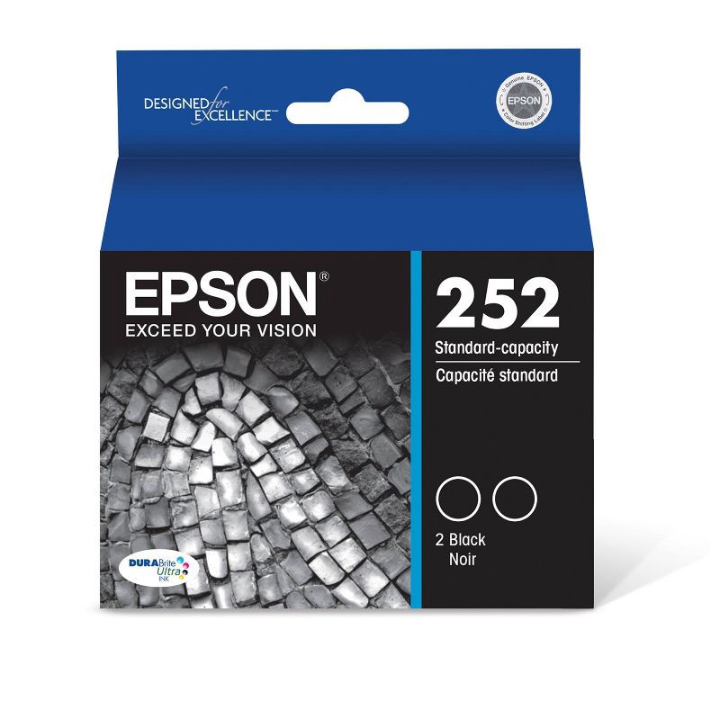 slide 1 of 6, Epson 252 2pk Ink Cartridges - Black (T252120-D2), 2 ct