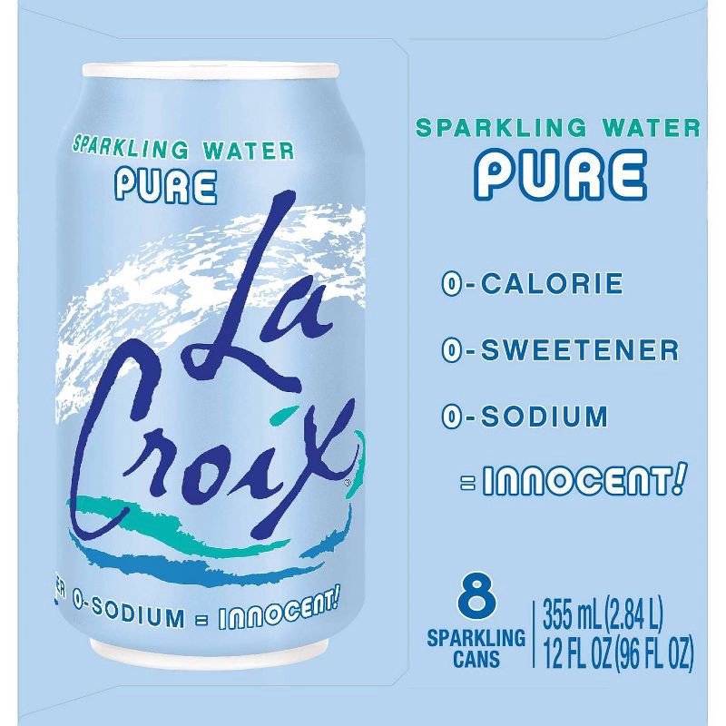 slide 4 of 8, LaCroix Sparkling Water Pure - 8pk/12 fl oz Cans, 8 ct; 12 fl oz