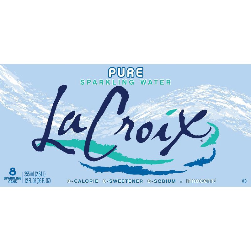 slide 5 of 8, LaCroix Sparkling Water Pure - 8pk/12 fl oz Cans, 8 ct; 12 fl oz