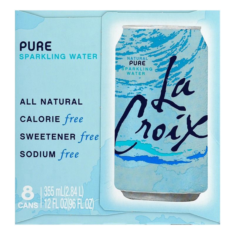 slide 8 of 8, LaCroix Sparkling Water Pure - 8pk/12 fl oz Cans, 8 ct; 12 fl oz