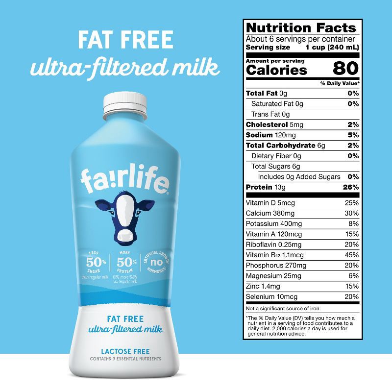 slide 9 of 10, Fairlife Lactose-Free Fat-Free Milk - 52 fl oz, 52 fl oz