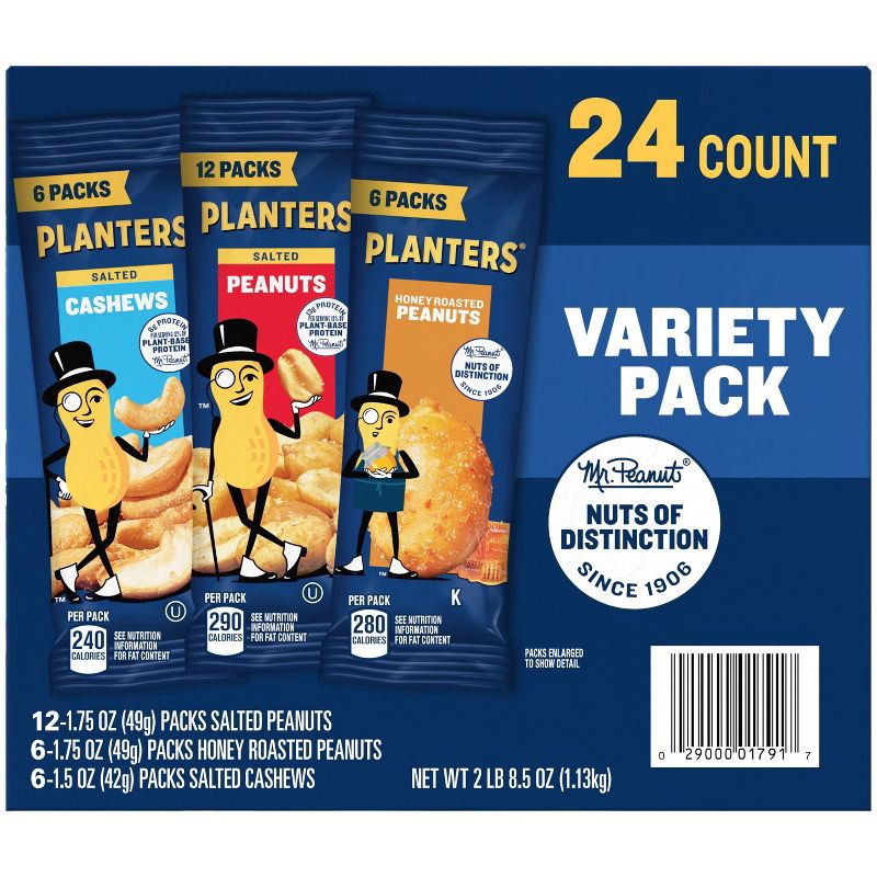 slide 1 of 9, Planters Cashew Variety Pack - 24ct/8.5oz, 24 ct; 8.5 oz