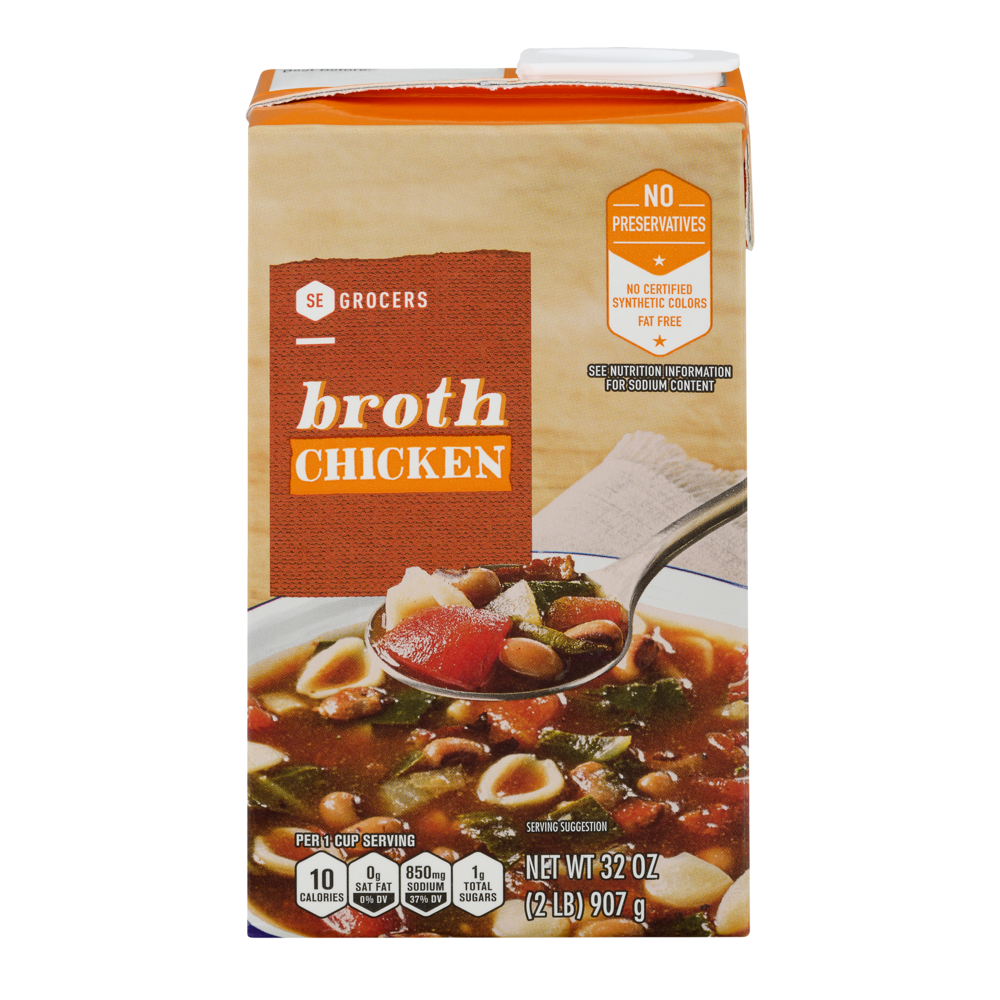 slide 1 of 1, SE Grocers Chick Broth Aseptic, 32 oz