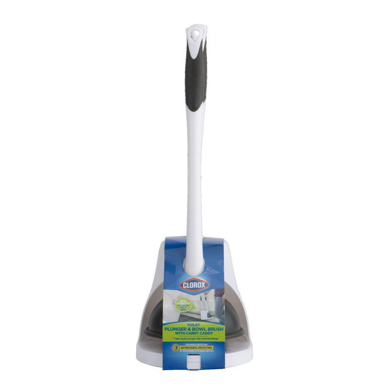 slide 8 of 10, Clorox Plunger & Toilet Brush with Carry Caddy, 1 ct