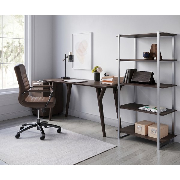 slide 9 of 10, Realspace Trezza 60""W Writing Desk, Warm Walnut, 1 ct