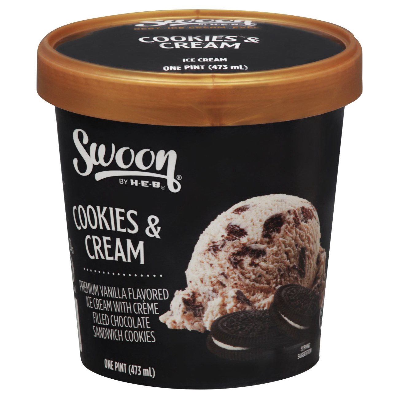 slide 1 of 1, Swoon by H-E-B Cookies & Cream Ice Cream, 1 pint