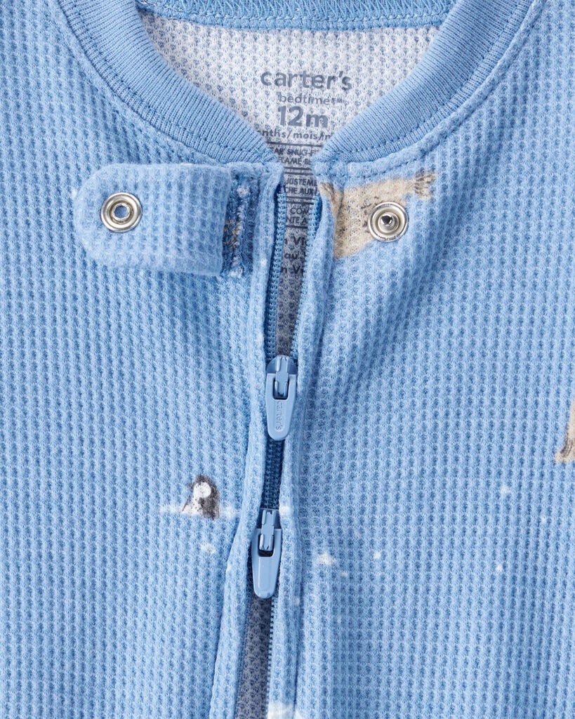 slide 3 of 3, Carter's Baby Boy Arctic Animal Print Cotton Long-Sleeve Snug Fit 1-Piece Pajamas - Blue Blue 24M, 1 ct