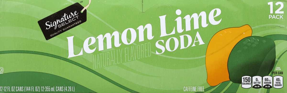 slide 3 of 7, Signature Select Lemon Lime Soda 12 - 12 fl oz Cans, 12 ct