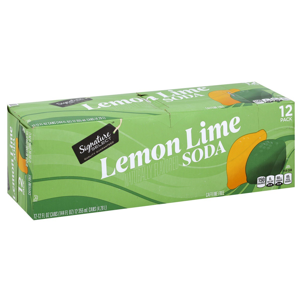 slide 1 of 7, Signature Select Lemon Lime Soda 12 - 12 fl oz Cans, 12 ct