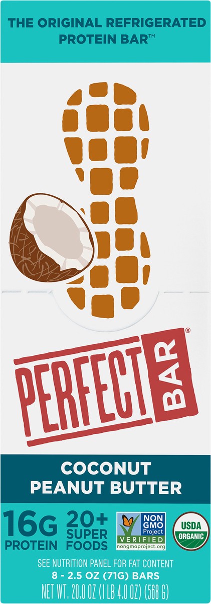 slide 7 of 13, Perfect Bar Original Refrigerated Protein Bar, Coconut Peanut Butter, 2.5 Ounce Bar, 8 Count, 20 oz