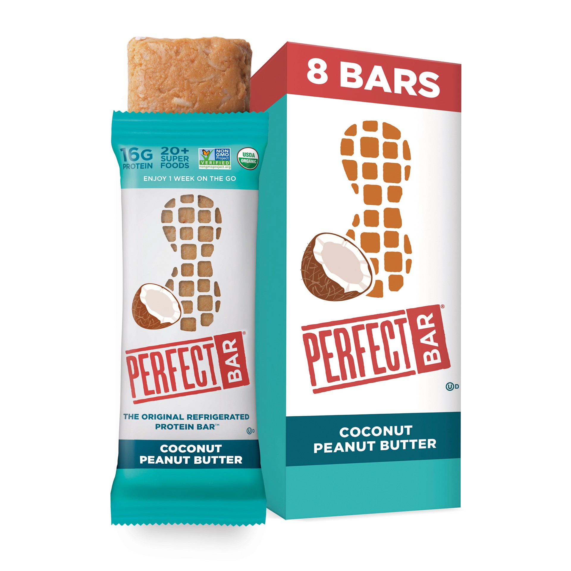 slide 1 of 13, Perfect Bar Original Refrigerated Protein Bar, Coconut Peanut Butter, 2.5 Ounce Bar, 8 Count, 20 oz