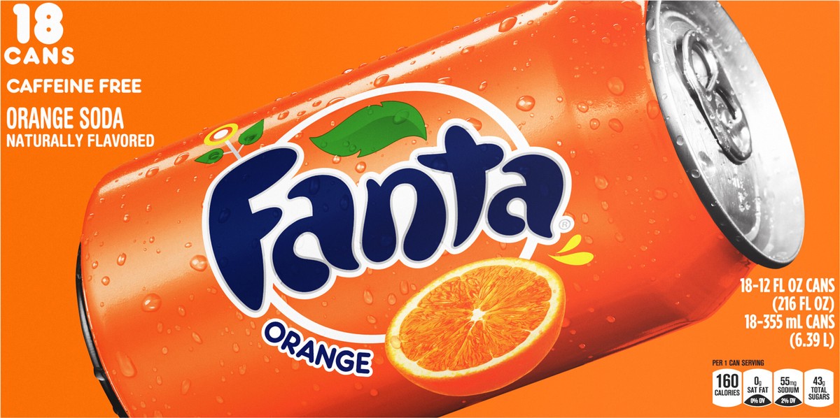 slide 7 of 8, Fanta Orange Soda Fruit Flavored Soft Drink, 12 fl oz, 12 fl oz